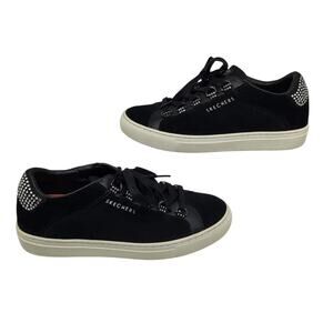 Skechers Shoes Womens 6.5 Black Rhinestone Bling Leather Low Tops Studded
